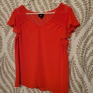 Orange ruffle sleeve top